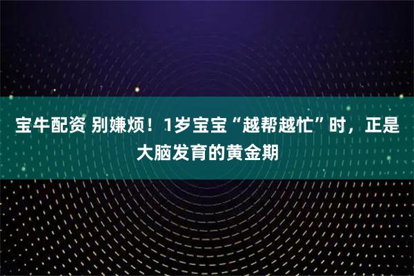 宝牛配资 别嫌烦！1岁宝宝“越帮越忙”时，正是大脑发育的黄金期